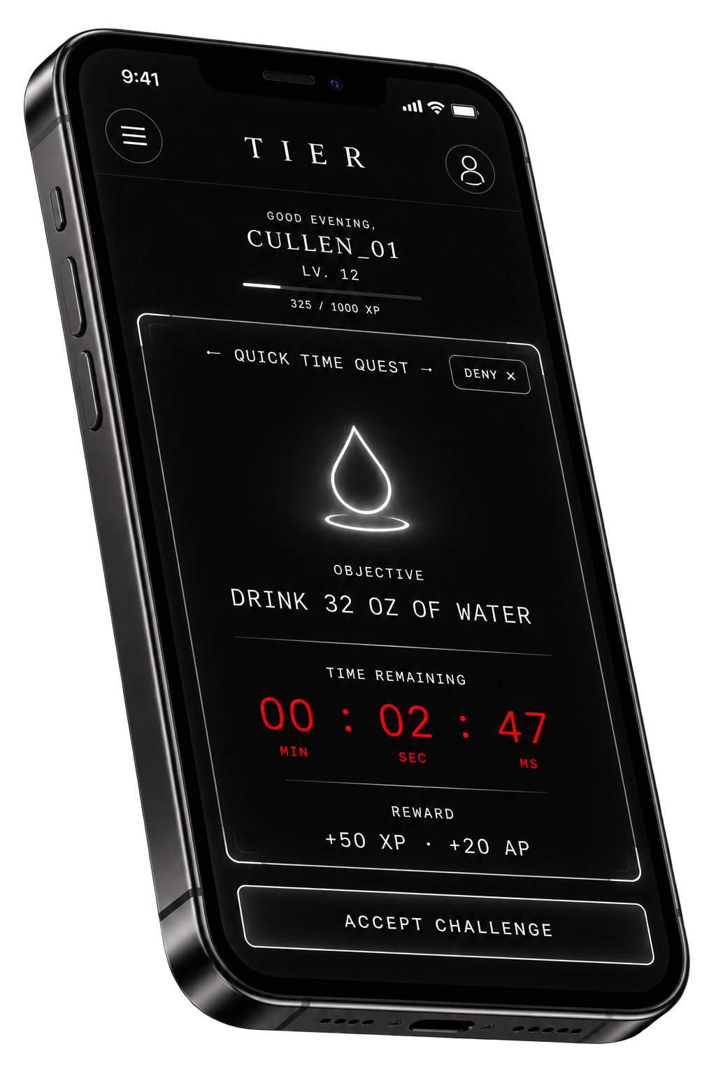 Tierborne Quick-Time Quest mobile interface