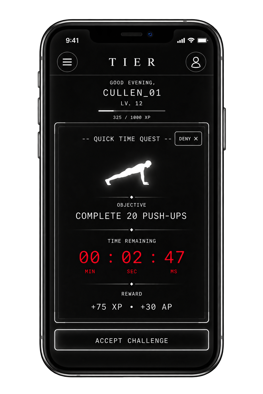 Tierborne Quick-Time Quest phone preview with timed objective and reward